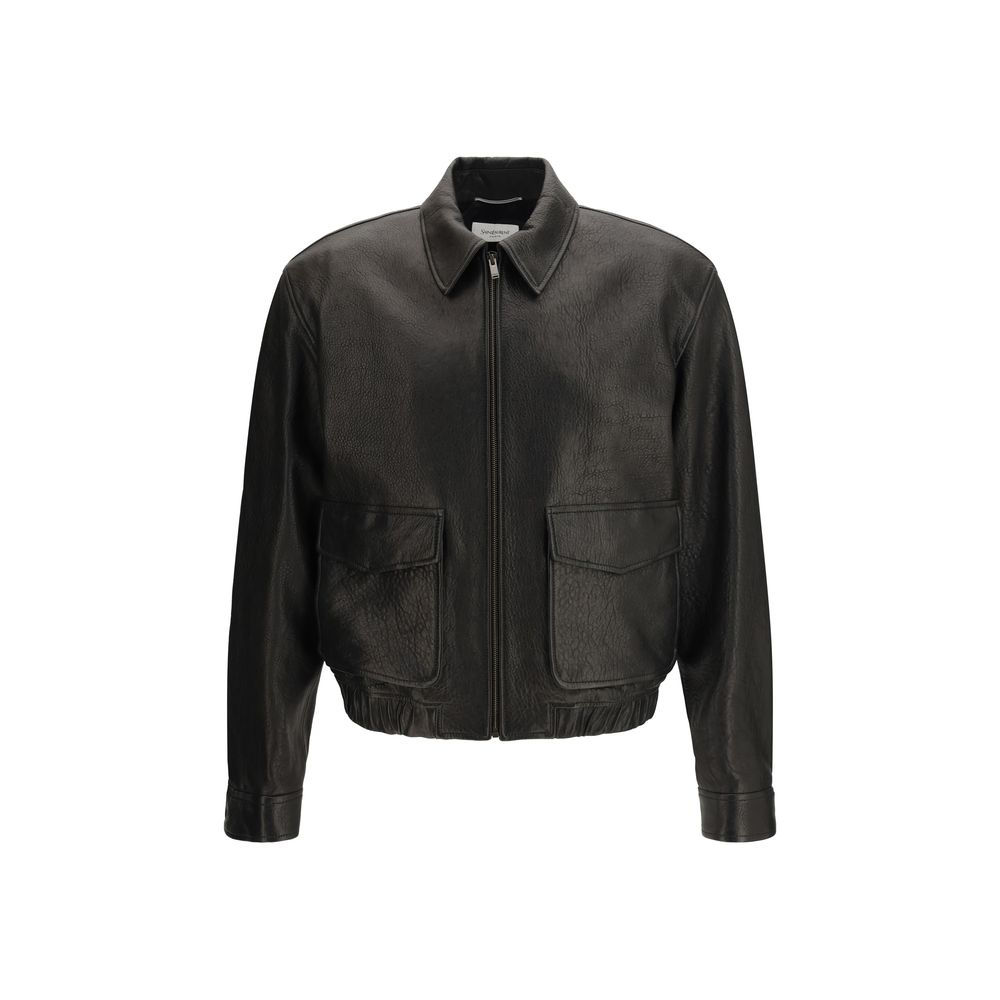 Saint Laurent Black Lamb Ovis Aries Aries Leather Jacket