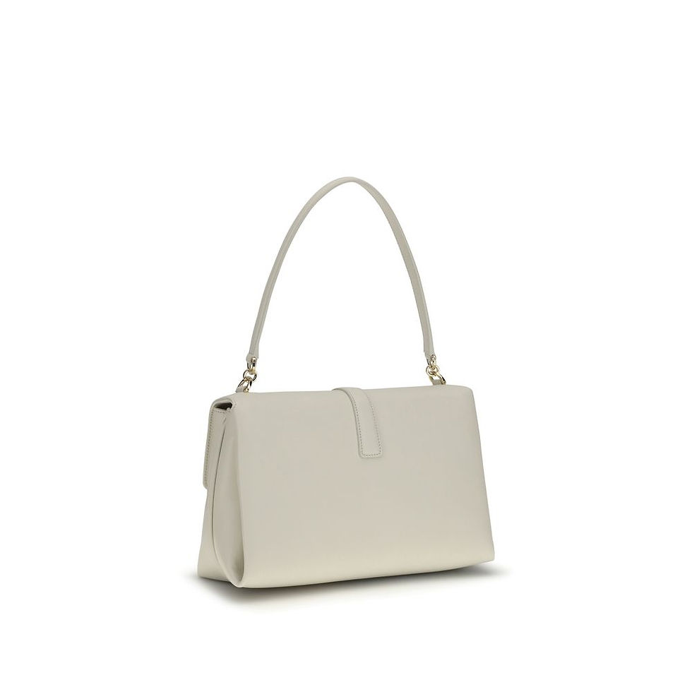 Thumbnail: Ferragamo White Calf Leather Bos Taurus Shoulder Bag