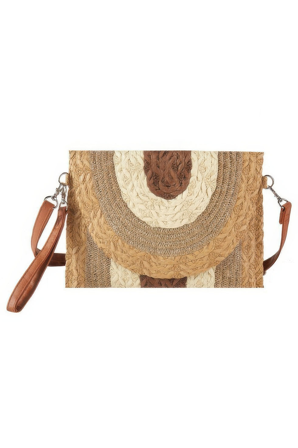 Thumbnail: Metallic Lined Multicolor Straw Clutchcrossbodybag 