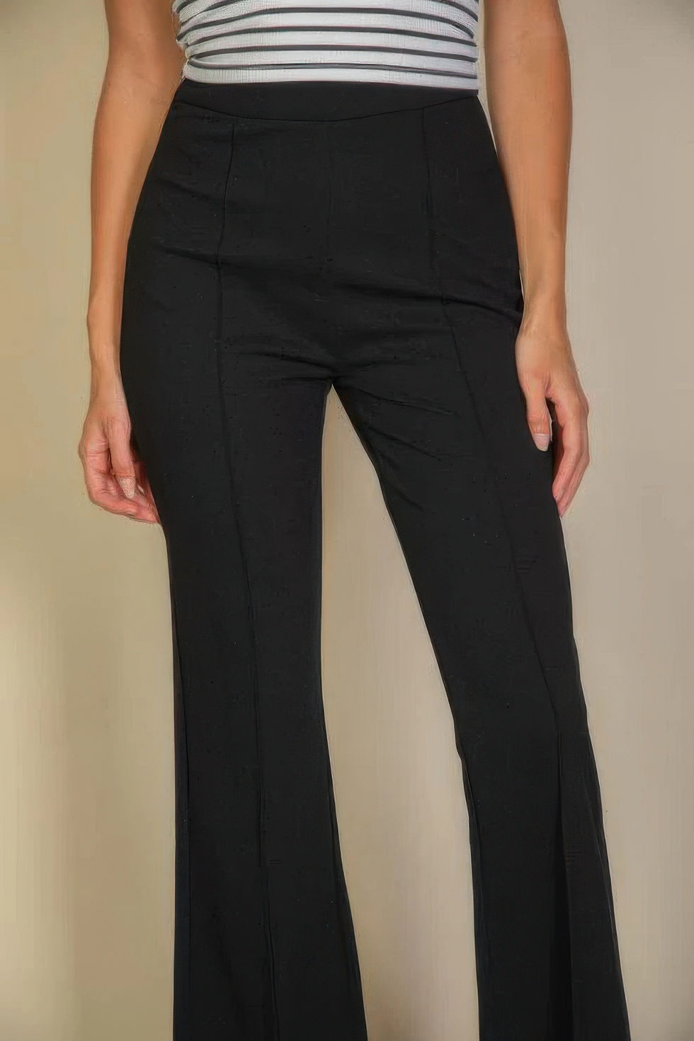 Thumbnail: High Waist Stretch Crepe Flare Pants    