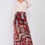Thumbnail: Red & Multi Vintage Graphic Print High-waisted Two Front Slits Maxi Skirt