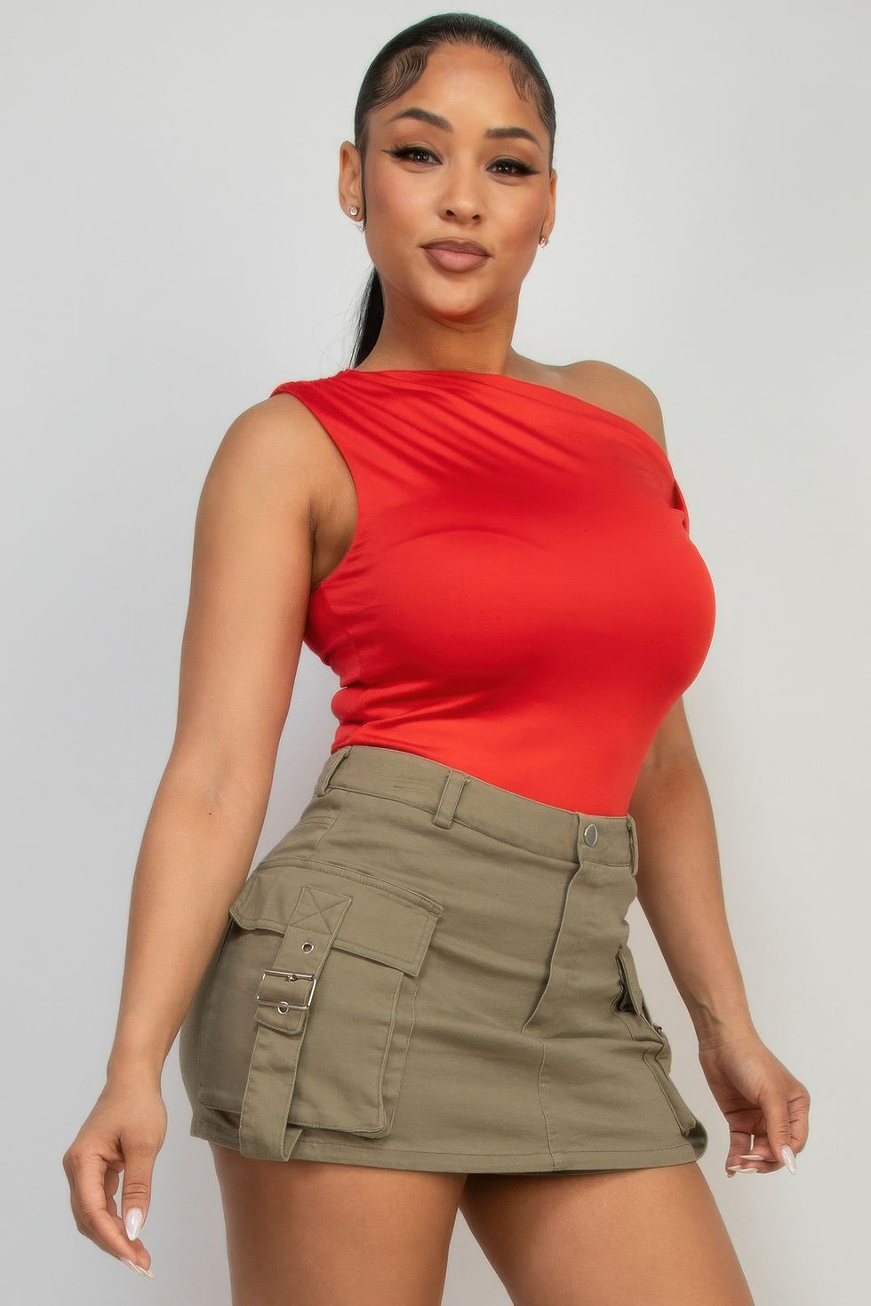 Thumbnail: One-shoulder Twisted Detail Silky Top