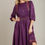 Thumbnail: Satin Round Neck Embroidery Midi Dress