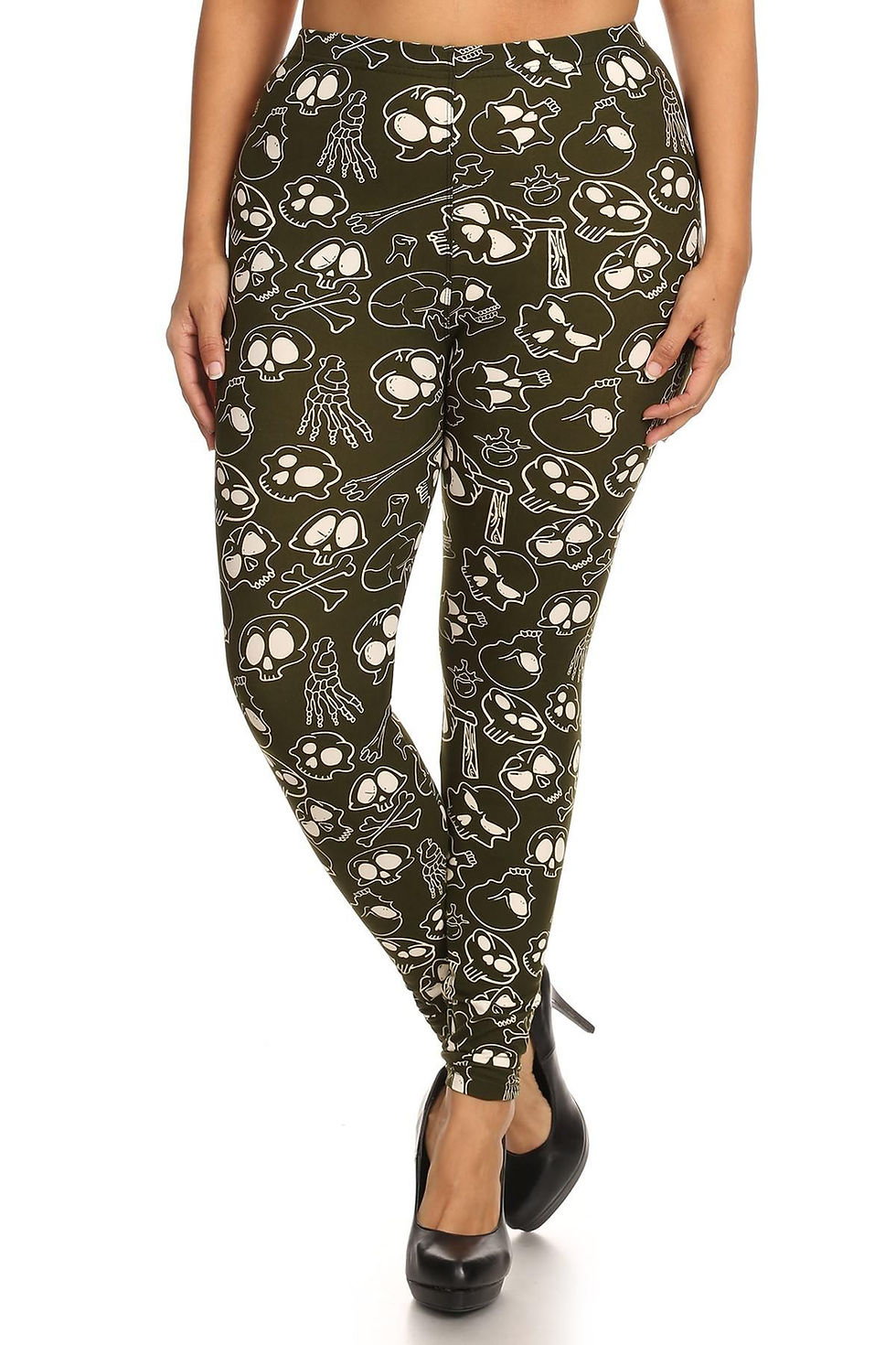 Skulls And Bones Graphic Printed Knit Legging With Elastic Waist Detail. Hig...