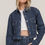 Thumbnail: Button Down Stripe Denim Short Jacket