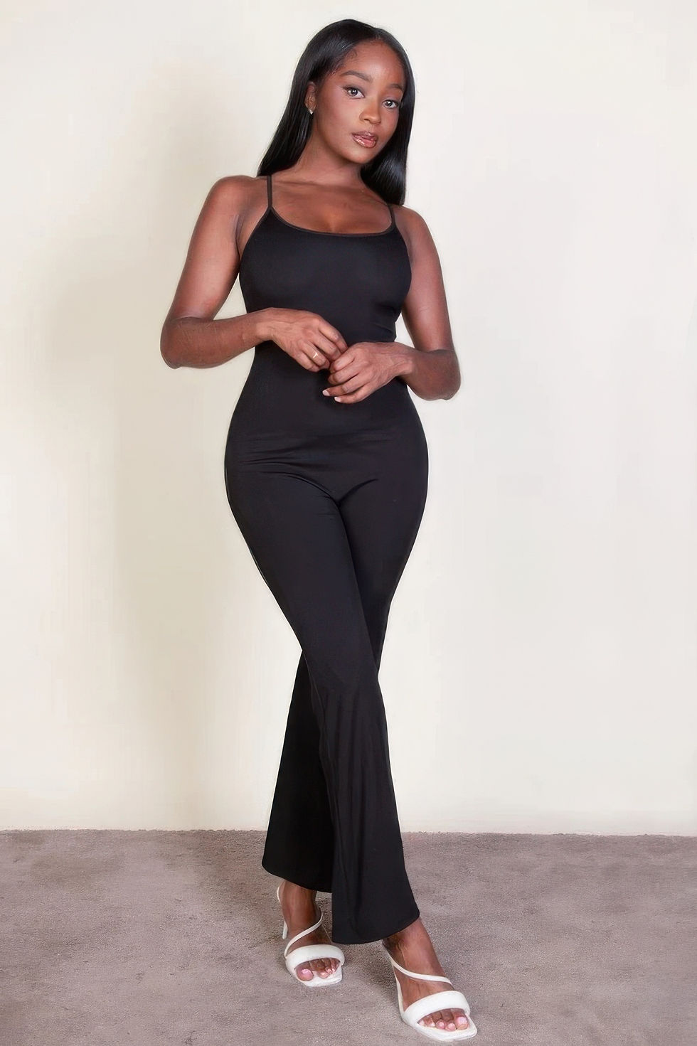 Thumbnail: Ribbed sleeveless wide leg jumpsuit