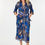 Thumbnail: Wrap Front 3/4 Sleeve Printed Dress