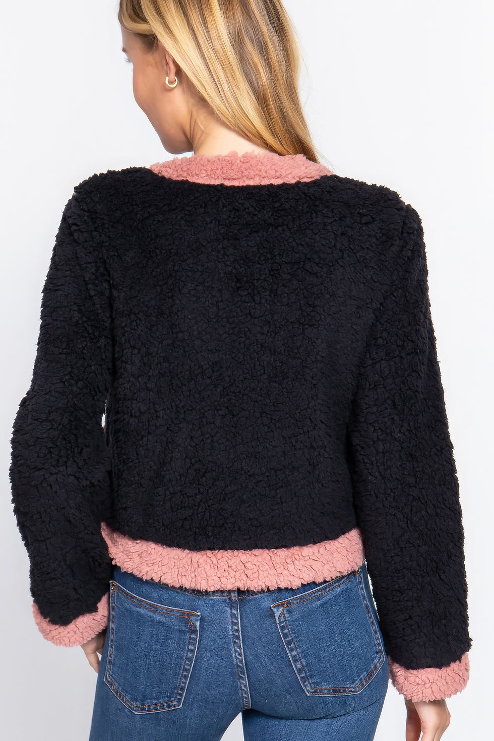 Thumbnail: Long Sleeve Pocket Detail Faux Fur Jacket