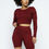 Thumbnail: Knit Long Sleeve Cropped Top Knit High-waist Biker Shorts Set