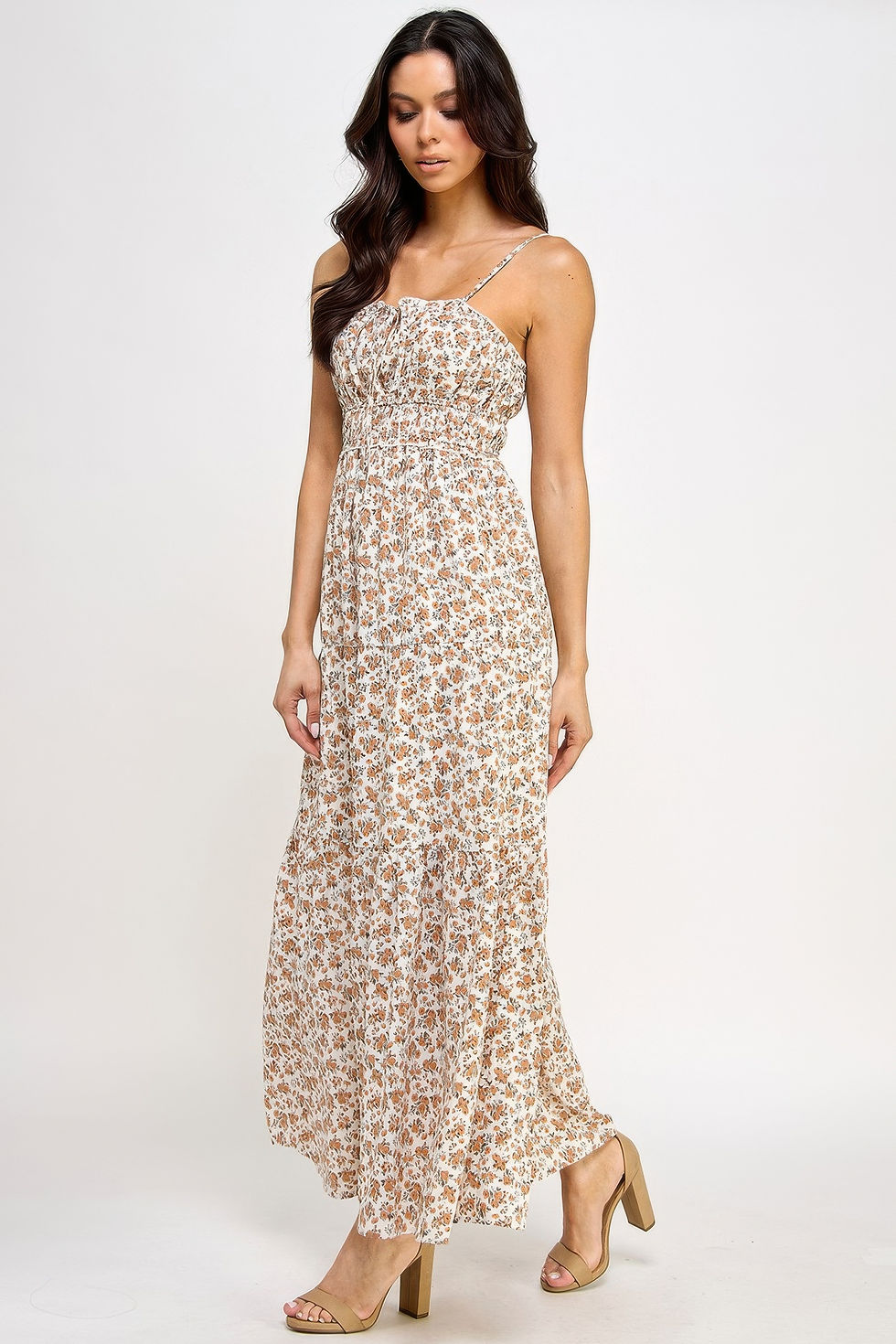 Thumbnail: Floral Smocked Ruffle Maxi Dress      