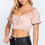 Thumbnail: Short Slv Shirring Satin Crop Top             