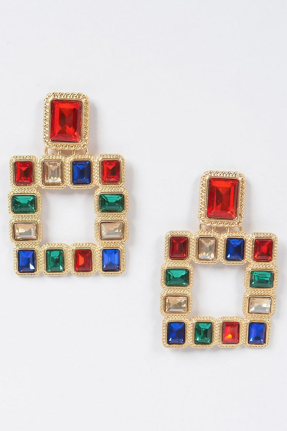 Thumbnail: Multi Square Gemstone Earrings