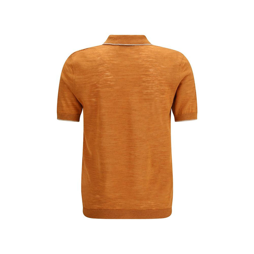 Thumbnail: Brooksfield Orange Linen Polo Shirt