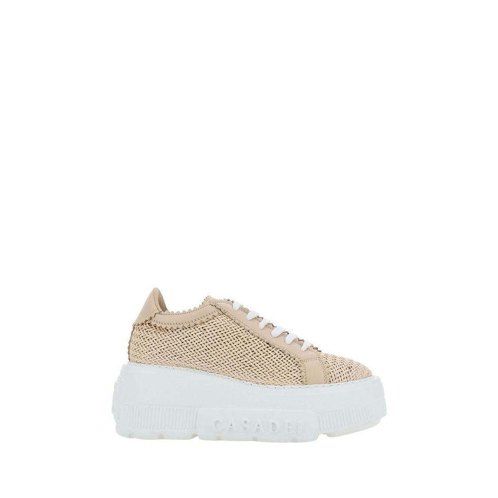Thumbnail: Casadei Beige Other Fibres Platform Sneakers