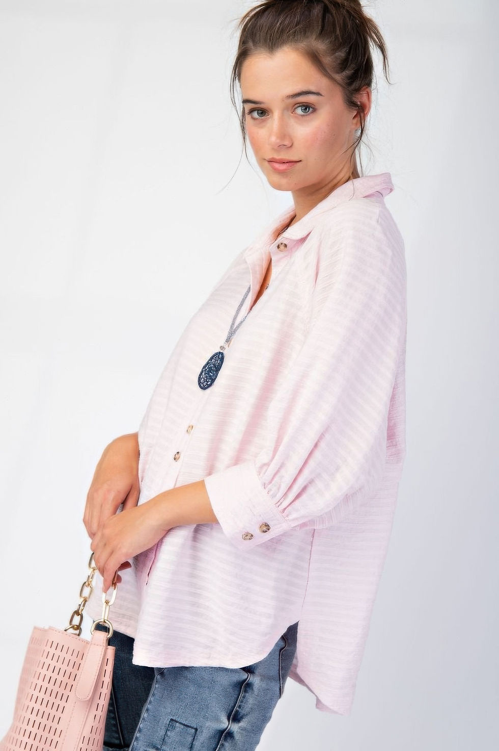 Thumbnail: Button down textured woven shirt