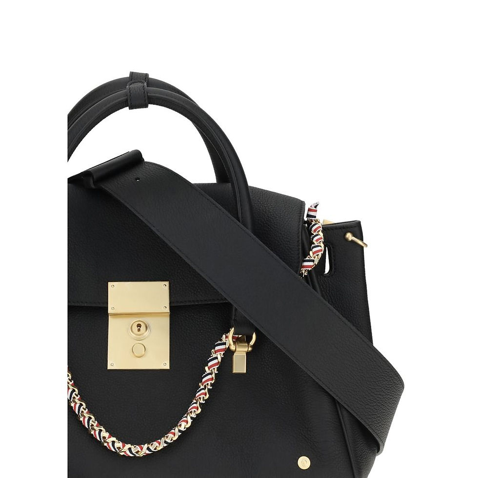 Thumbnail: Thom Browne Black Calf Leather Bos Taurus Handbag