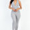 Thumbnail: Halter V Neck Ribbed Bodycon Jumpsuit 