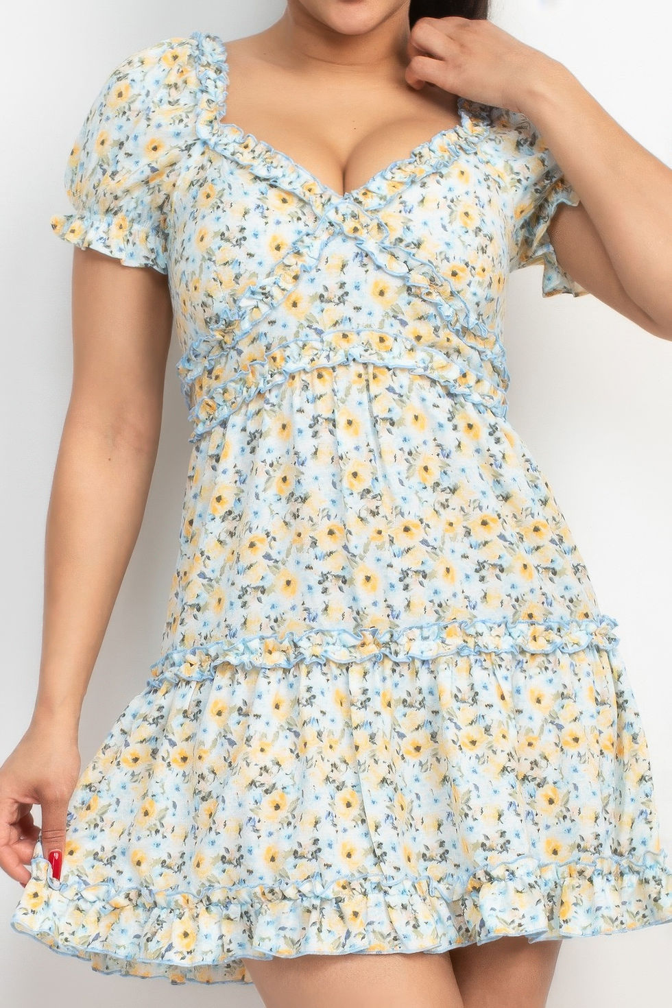 Thumbnail: Ruffled Floral Puff Sleeve Dress