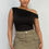 Thumbnail: One-shoulder Twisted Detail Silky Top