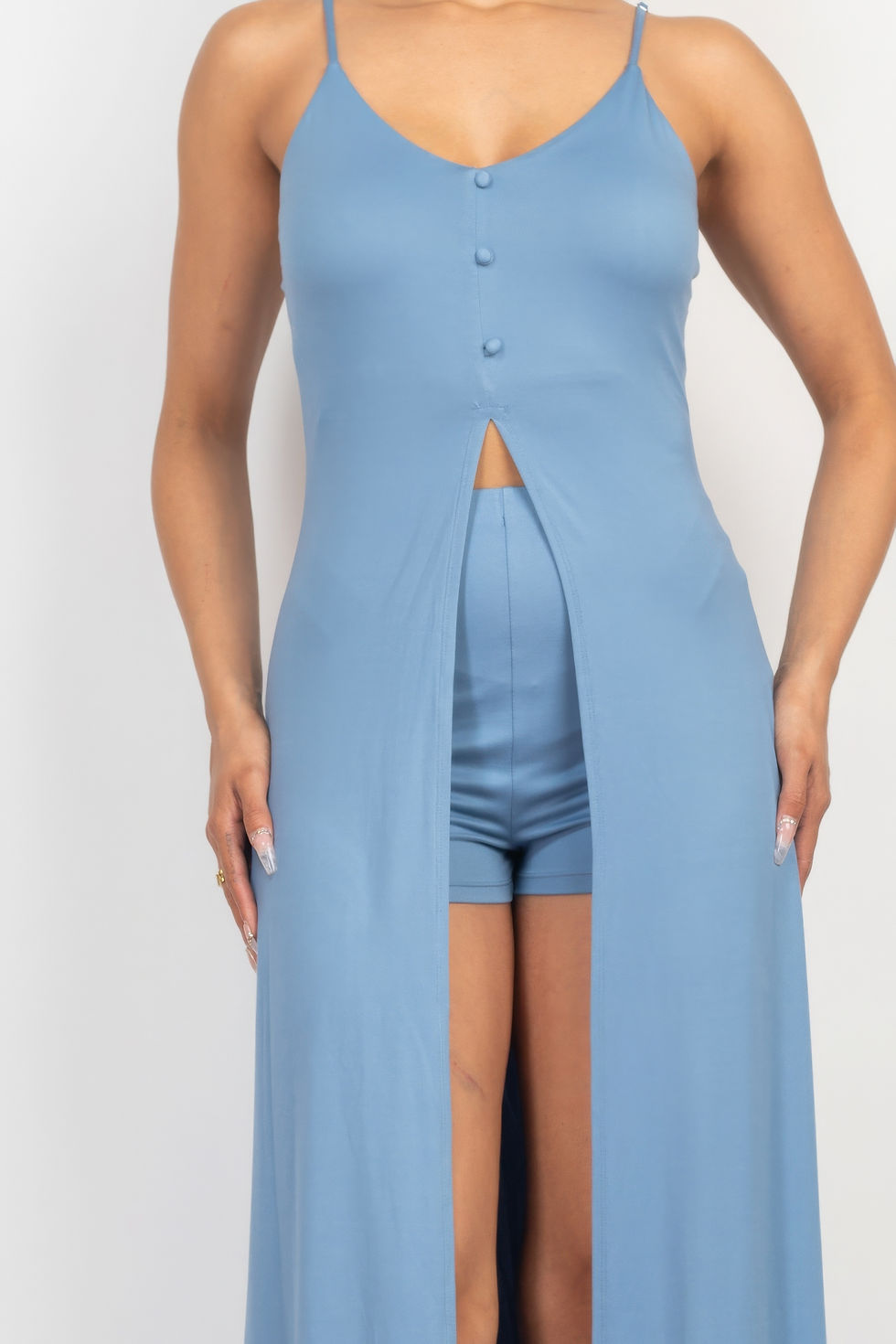 Thumbnail: Scoop Buttoned Full Cami Top & Mini Shorts Set