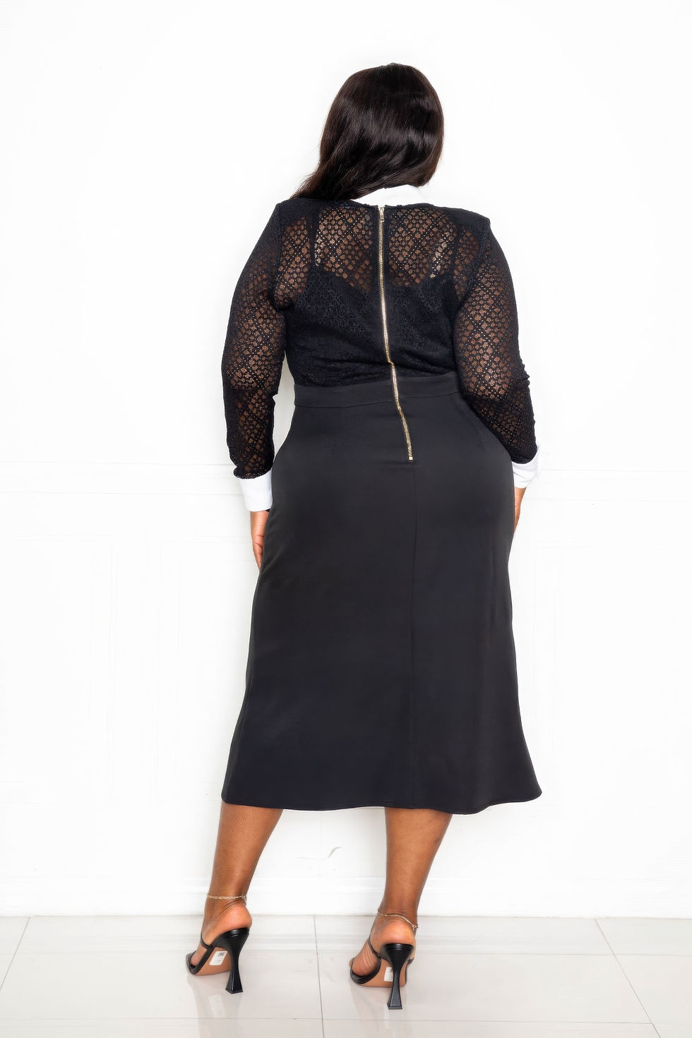Thumbnail: Collared Lace Midi Dress