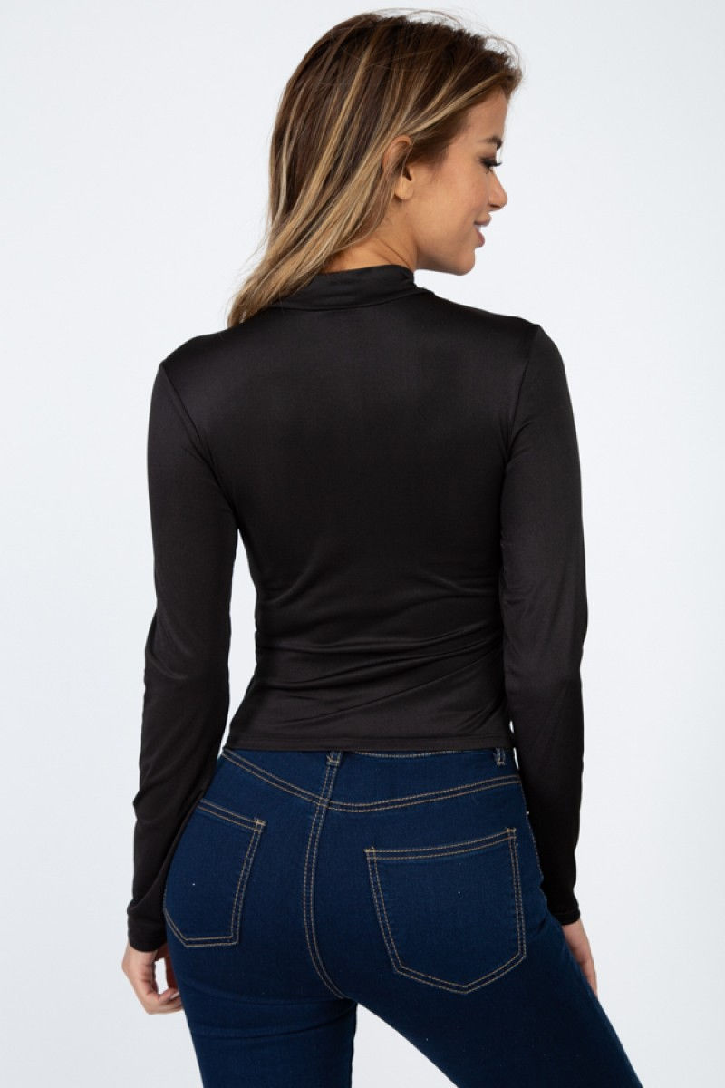 Thumbnail: Mock Neck Zip Front Crop Top