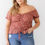 Thumbnail: Plus Floral Chiffon Ruched Smocked Off-the-shoulder Top