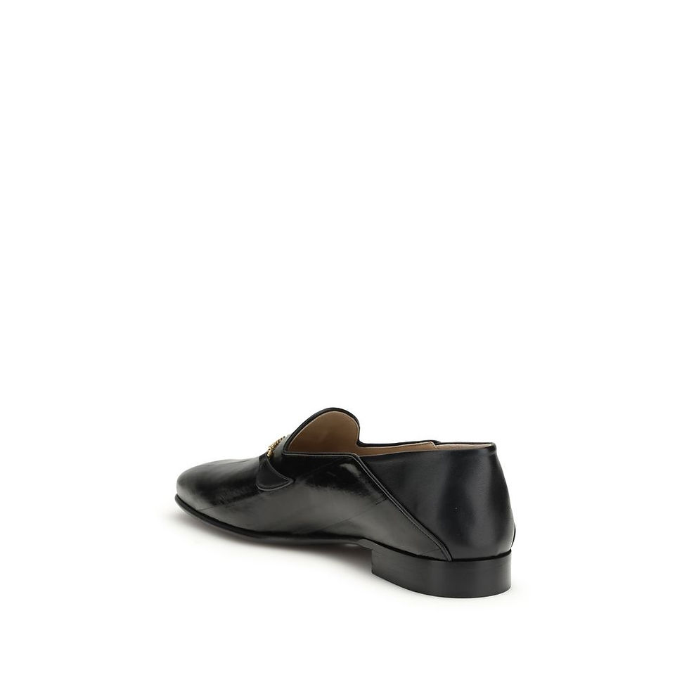 Thumbnail: Valentino Garavani Black Calf Leather Bos Taurus Slip-On Loafers