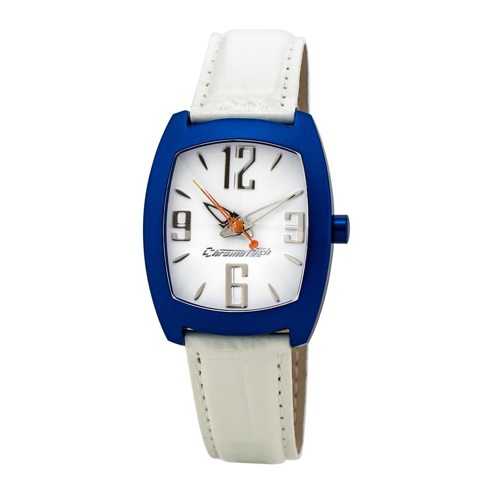 Chronotech White Leather Dress Watch
