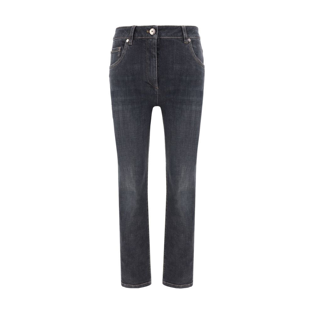 Brunello Cucinelli Black Cotton Skinny Jeans