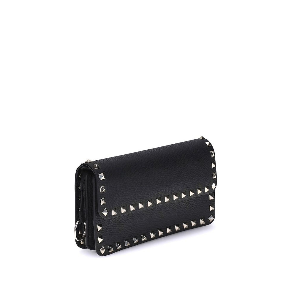 Thumbnail: Valentino Garavani Black Calf Leather Bos Taurus Wallet