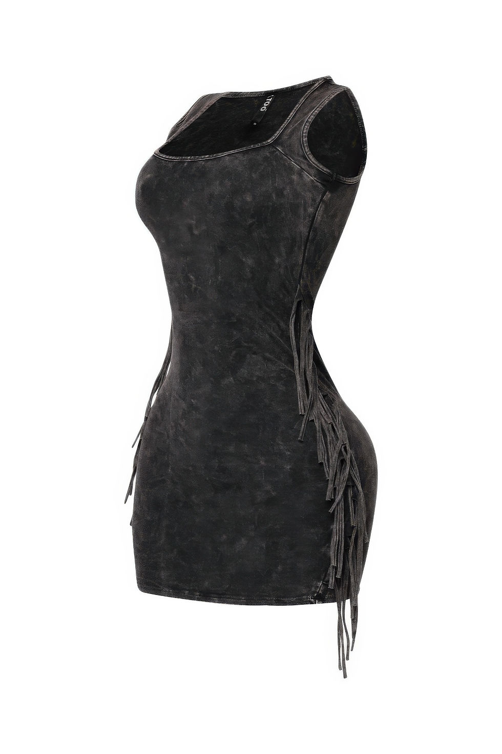 Thumbnail: Mineral Washed Side Fringe Mini Dress
