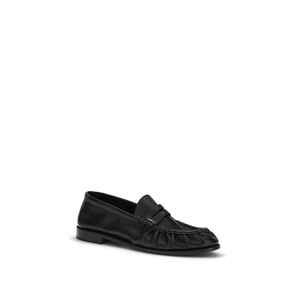 Thumbnail: Saint Laurent Black Calf Leather Bos Taurus Slip-On Loafers