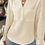 Thumbnail: Solid Buttons V Neck Elegant Front Pockets Blouse