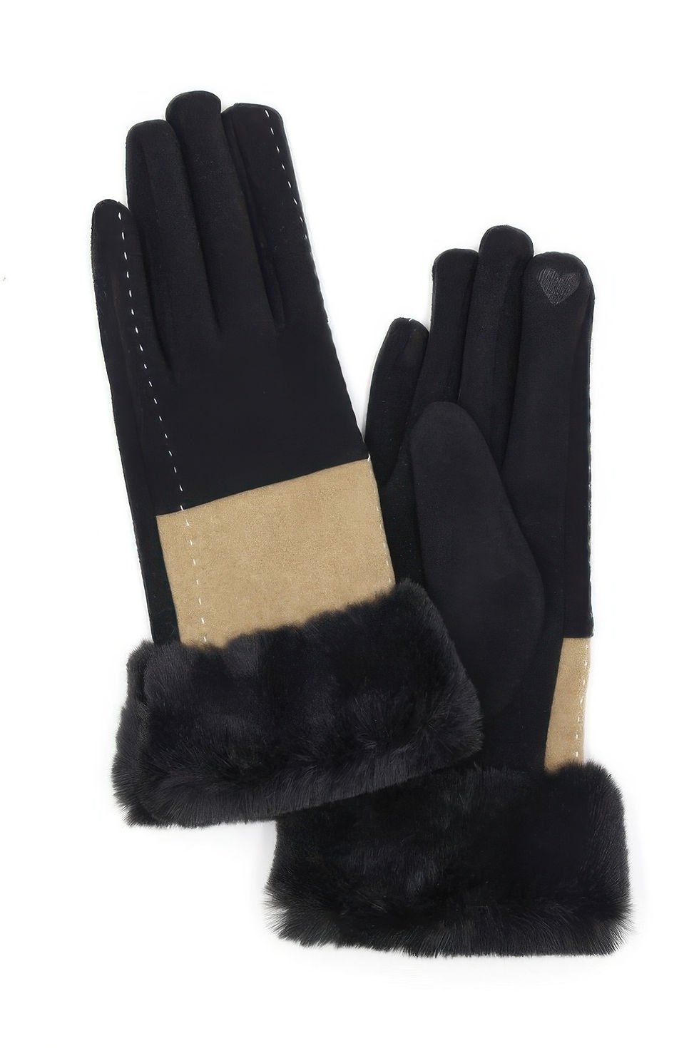 Thumbnail: Two Tone And Stitch Lines Fauxfur Smarttouchgloves