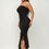 Thumbnail: Solid Bottom Ruffle Trim Hem Slit Tube Maxi Dress
