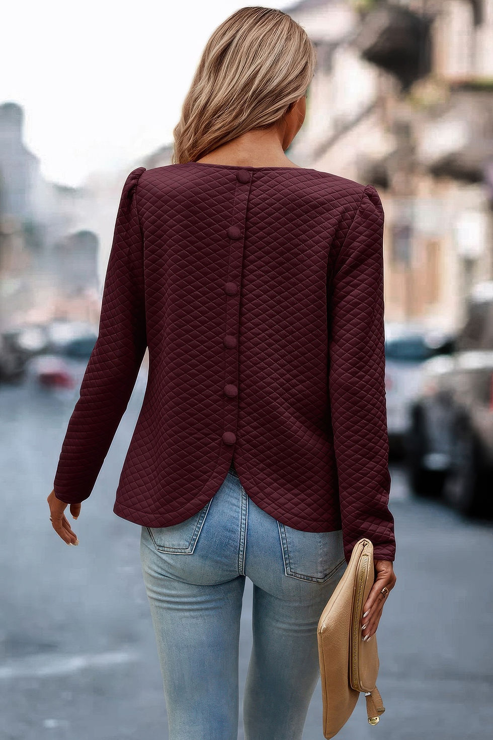 Thumbnail: Back Ruffled Detail Crewneck Ruffle Pullover