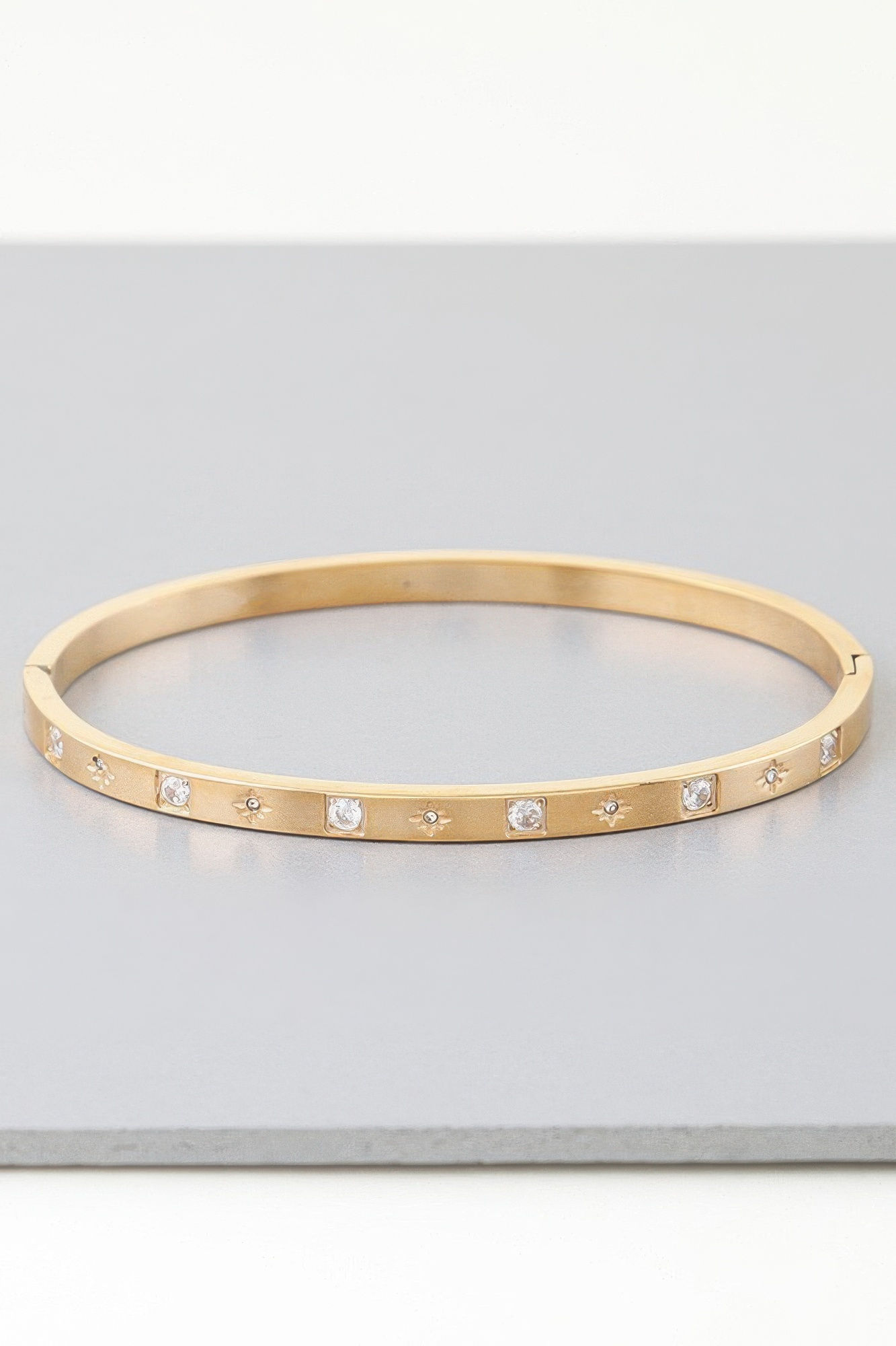Cubic Star Embedded Cuff Bracelet