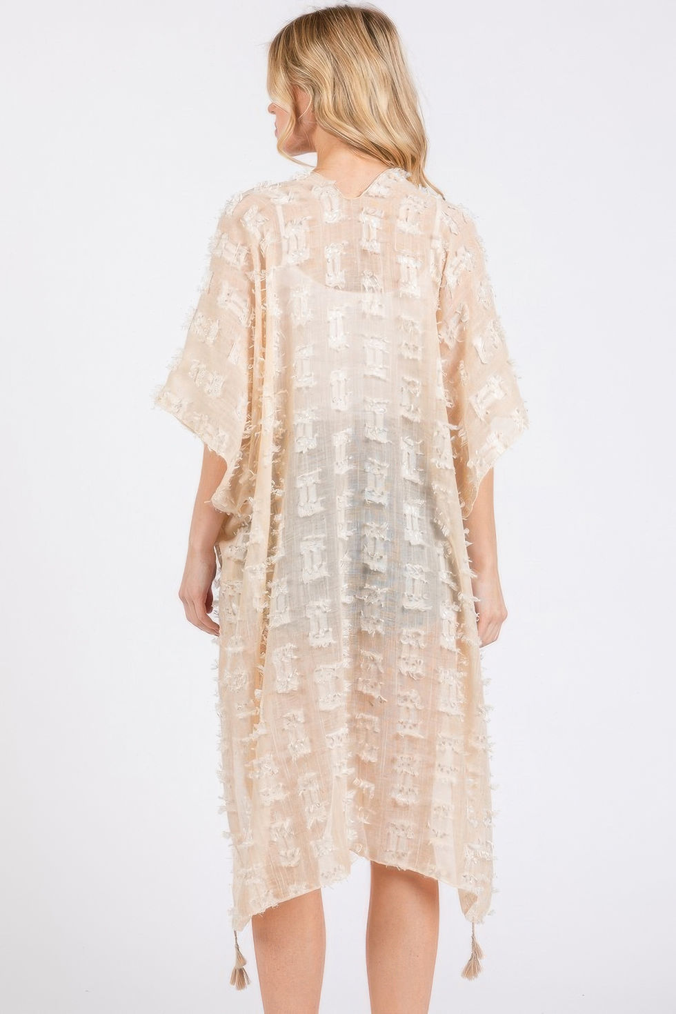 Thumbnail: Distressed Pattern Tassel Kimono