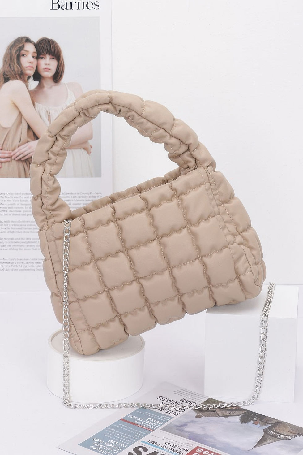 Thumbnail: Quilted Faux Leather Padded Handle Bag