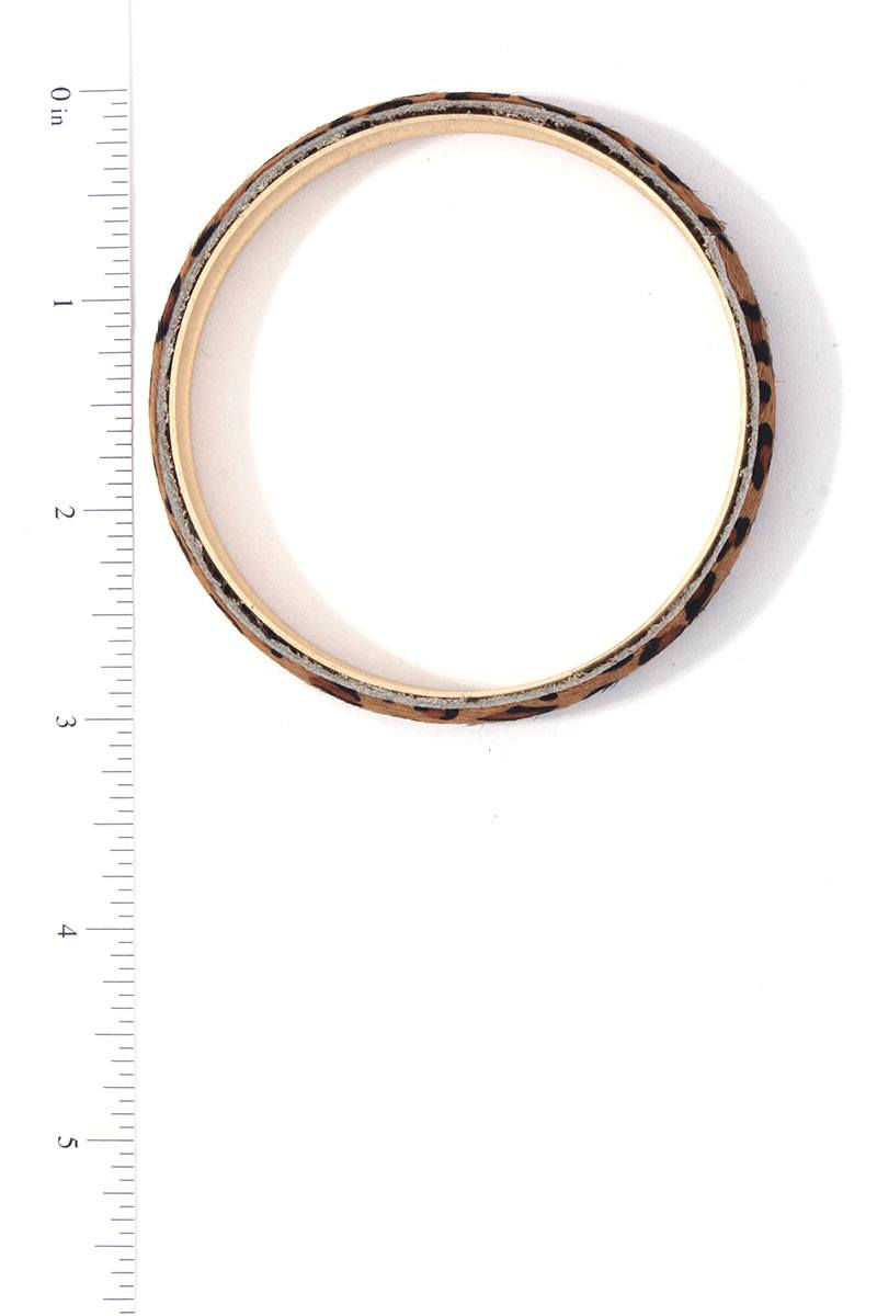 Thumbnail: Animal Print Metal Bangle Bracelet
