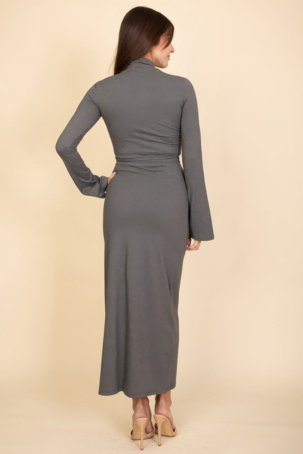 Thumbnail: Mock Neck Bell Sleeve Crop Top & Maxi Skirt Set