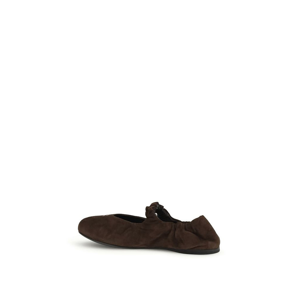 Thumbnail: Miu Miu Brown Calf Leather Bos Taurus Ballet Flats