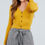 Thumbnail: Long Sleeve V-neck W/button Down Crop Cardigan