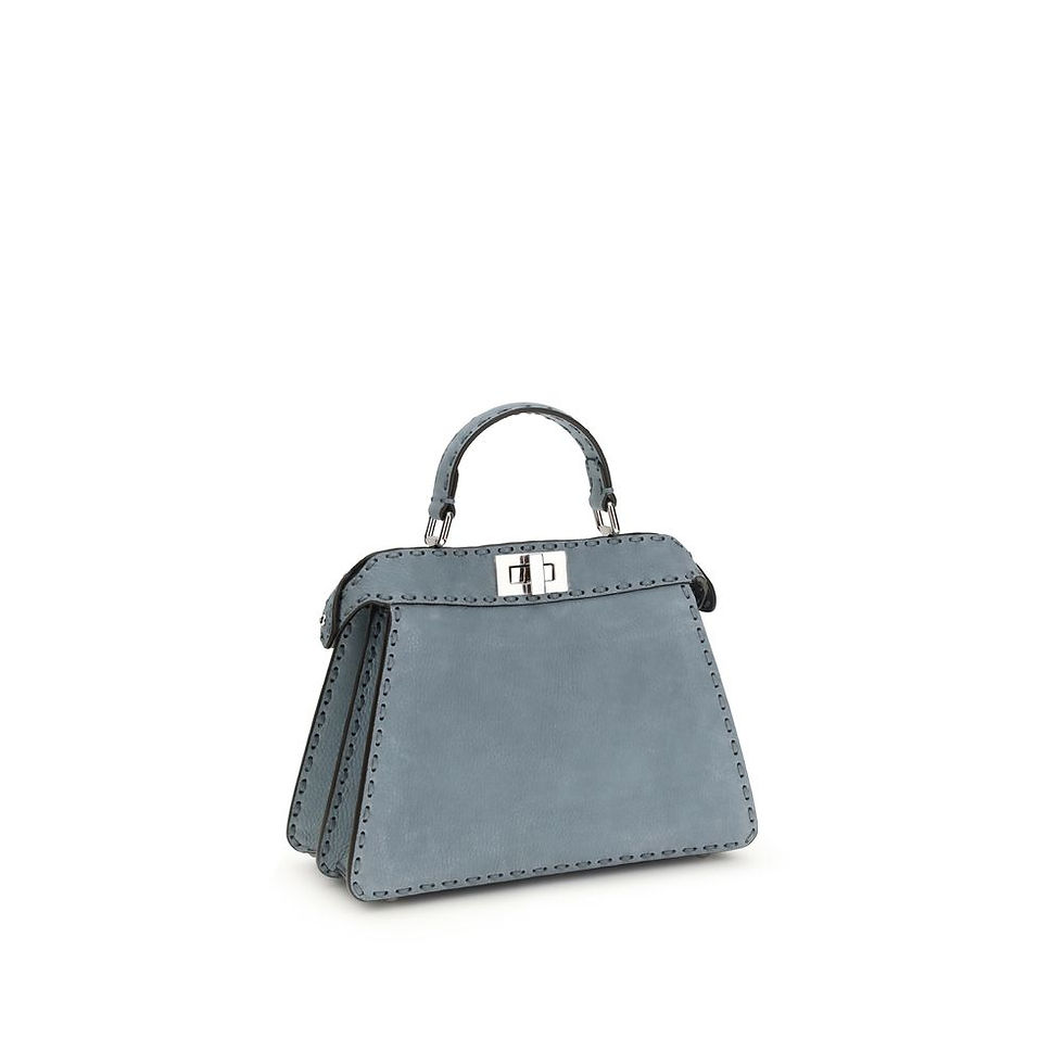 Thumbnail: Fendi Blue Calf Leather Bos Taurus Handbag