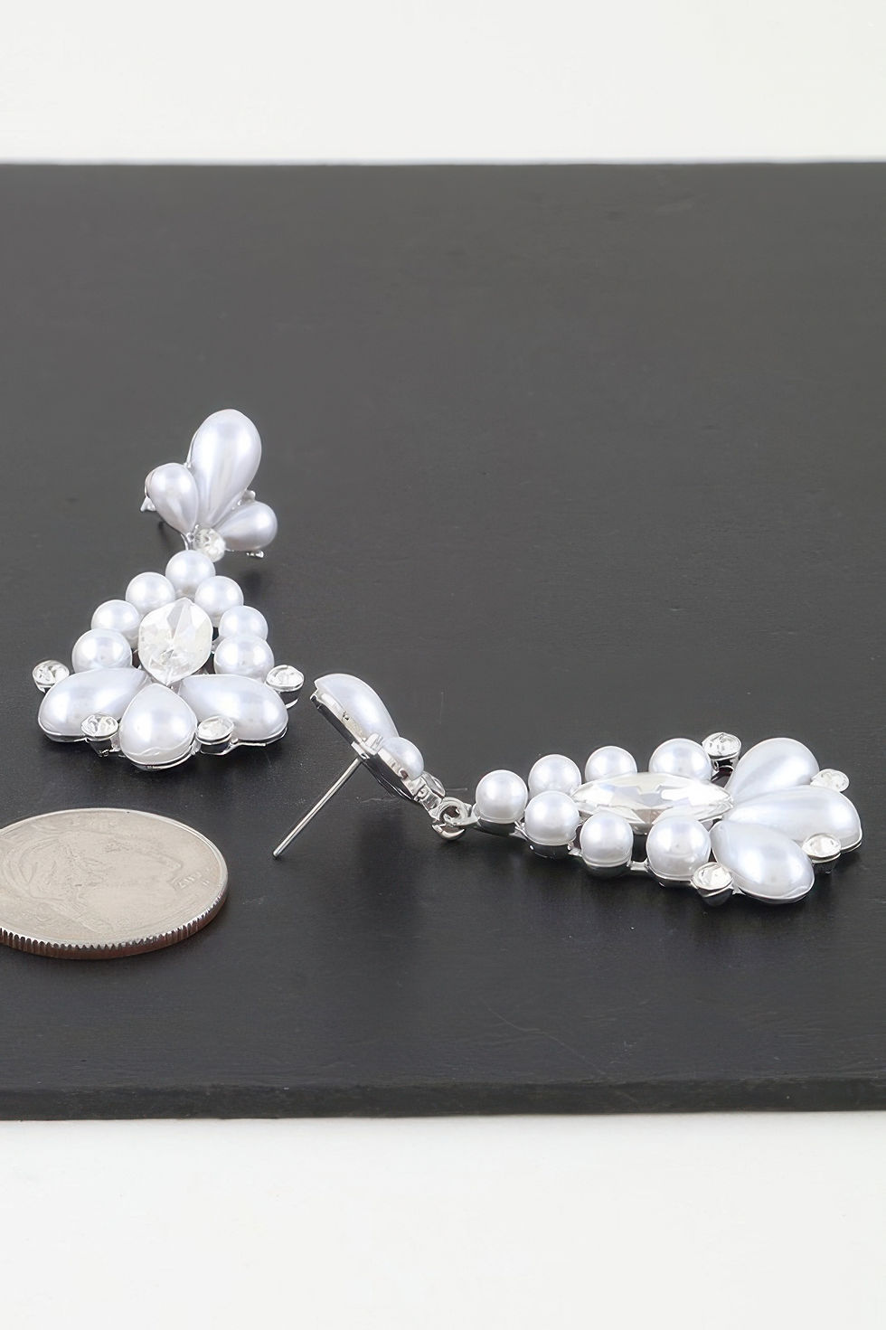 Thumbnail: Jeweled Pearl Teardrop Earrings