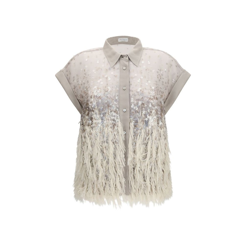 Thumbnail: Brunello Cucinelli Beige Silk Shortsleeve Shirt