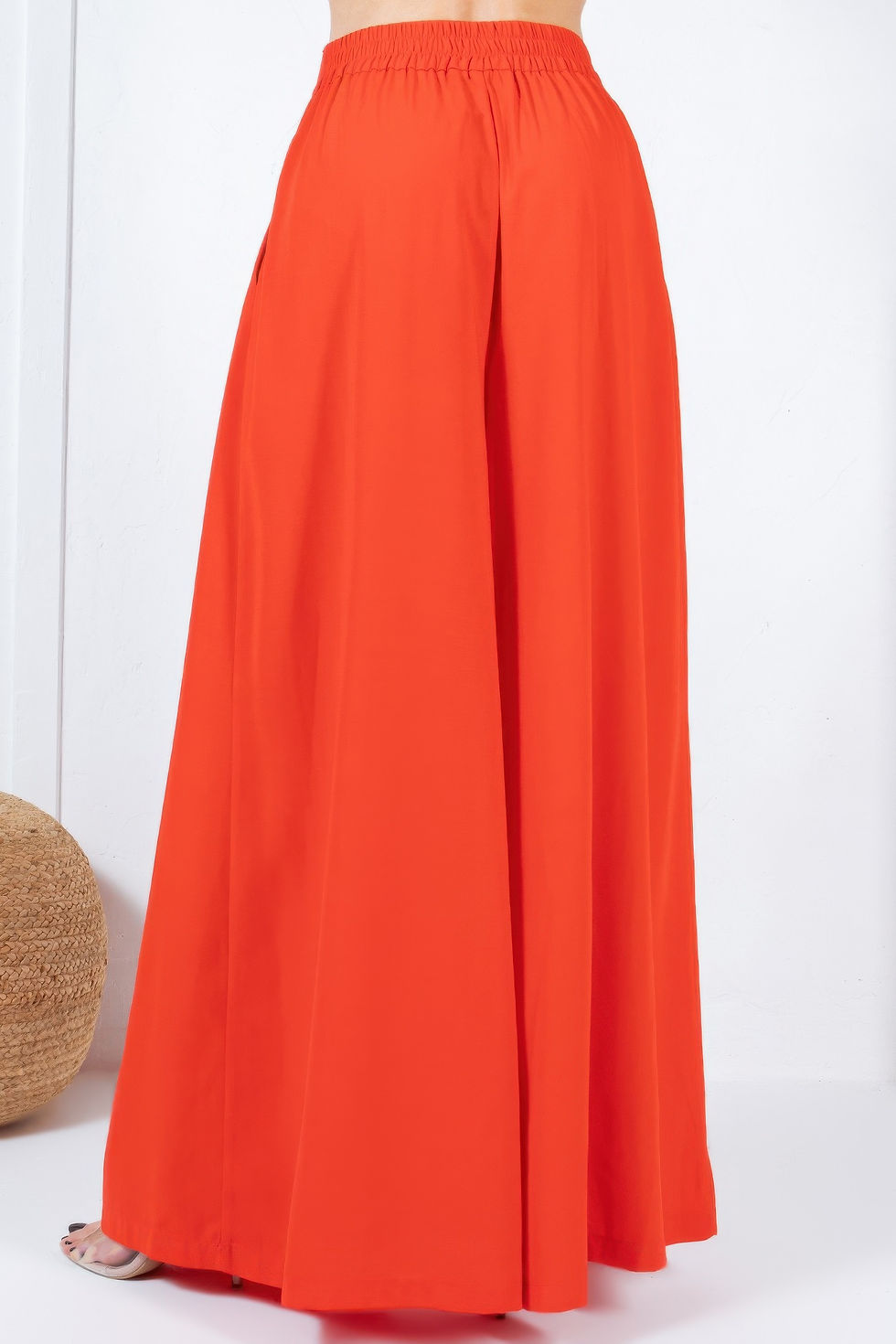 Thumbnail: Large Hem Wide Leg Pleated Solid Pants