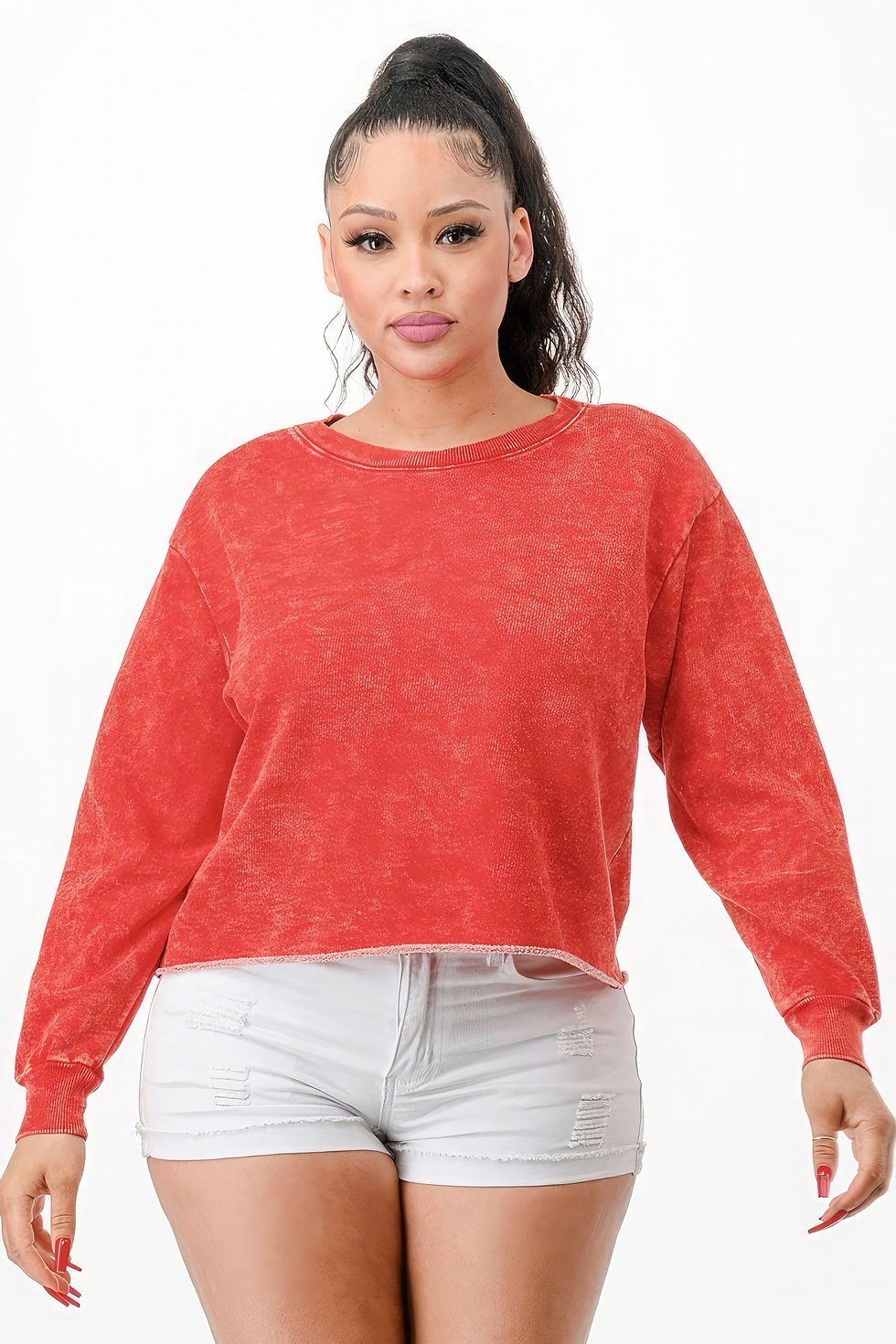 Thumbnail: Washed French Terry Cropped Sweatshirts