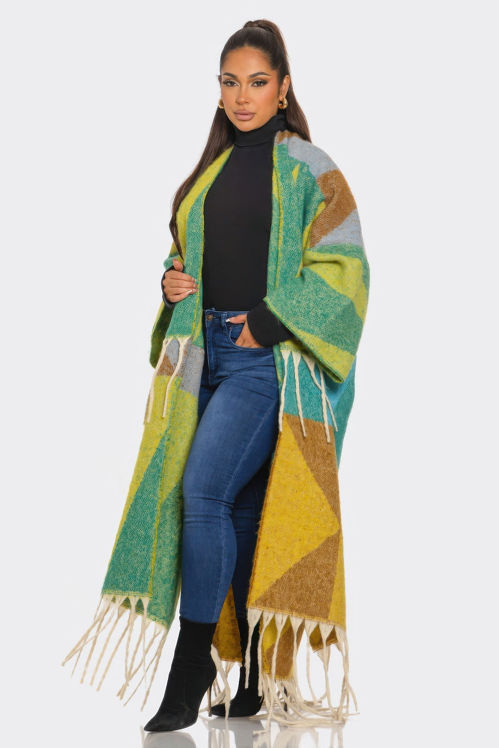 Thumbnail: Sakari Printed Maxi Cardigan Tassel     